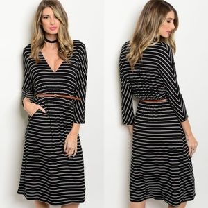 NEW Emma Striped Dress - Black